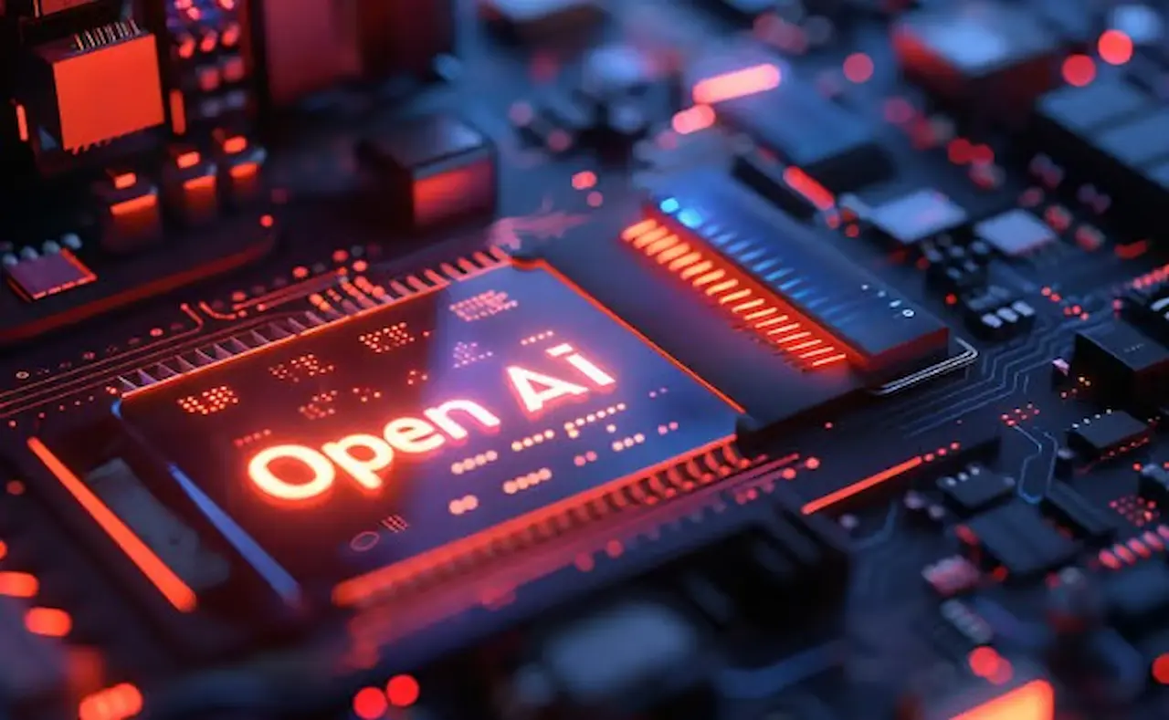 Une puce Broadcom avec Open AI en lettres néon dessus