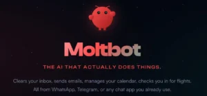 Image montrant la page d'accueil du site de Moltbot